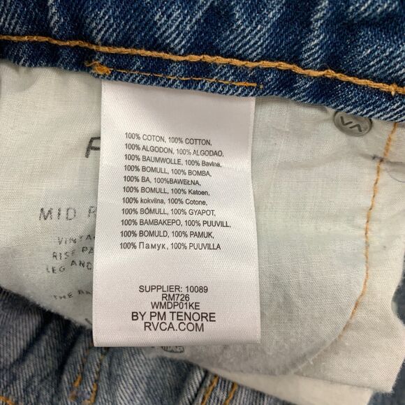 RVCA Jean Women 25 Indigo Worn Kewl Kid Anp Denim Boyfriend Embroidered Rip Knee - Picture 11 of 15